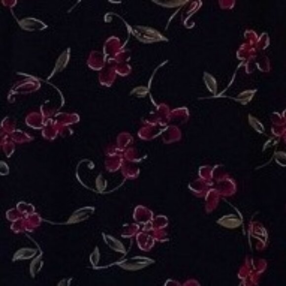 LA BELLE Vintage Classic Maxi Skirt Black with Floral Print USA Womens Medium - Picture 3 of 6